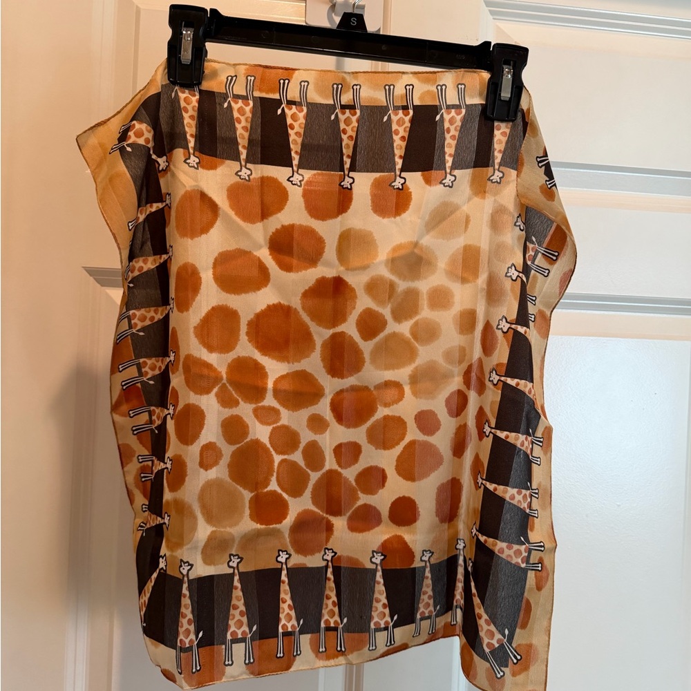 Giraffe Print Lightweight Scarf - Orange & Brown
